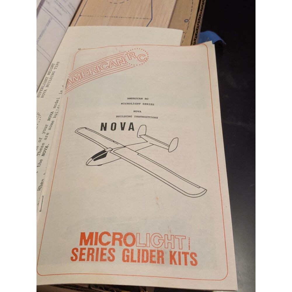 Vintage American RC Nova Microlight Radio Control Glider Kit Balsa Open Box